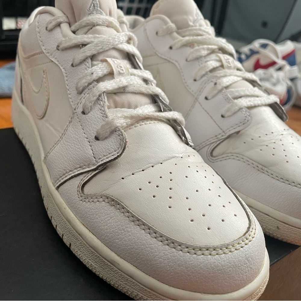 AIR JORDAN RETRO 1 LOW CASUAL SHOES triple off white cream NIKE 6.5 8 - Picture 5 of 10